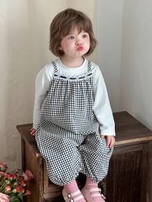 DAZY Baby Girl Casual Cute Fresh Plaid Jumpsuit Fall, Winter