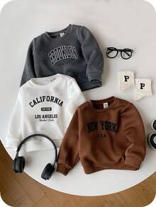 3 件套男婴/女婴可爱百搭字母图案针织长袖运动衫百搭分层套装，秋冬