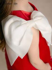 Glamorique Kids Young Girls Flower Bridesmaid Dress, Christmas,Wedding, Flower Girl,Big Bow,Party Performance,Suitable For Formal Occasions, Stage, Piano Performance,Christmas Dress