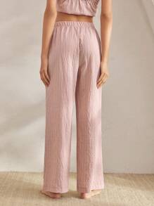 Ocili 女士弹力腰带条纹睡裤，秋冬季 - 粉色 - 查看 2