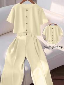 Franclia بلوزة أنيقة وعصرية للنساء ذات ياقة دائرية...