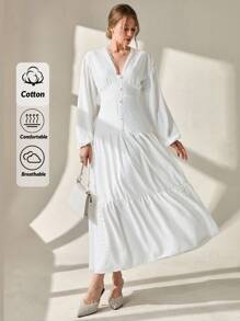 CLARA VERO 优雅休闲网眼刺绣连衣裙白色长裙下装