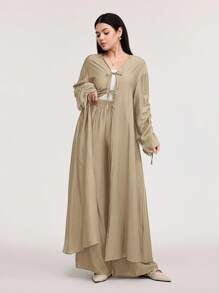 Veilorie Trang phục hai mảnh dành cho phụ nữ mặc hàng ngày - Màu be - Xem 5