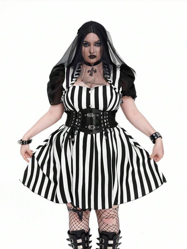 Whyspr Goth Punk Halloween Plus Size Dresses