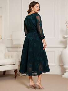 Flouryn Vestido elegante con cuello en V y abertura, bajo acampanado, adecuado para uso diario, tallas grandes