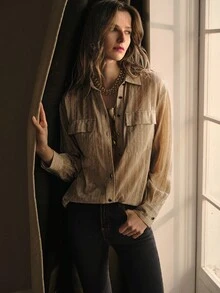 MOTF PREMIUM CAMISA ABOTONADA CON TEXTURA - Albaricoque - Ver 7