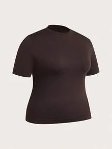 SHEIN Velisys Plus Size Seamless Women's Slim-Fit 3 PiecesSports Short Sleeve Set Gym Shirts - Multicolor - View 4