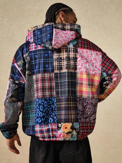 Street Life Casual Fashion Personalized Plaid Men's Zip-Up Hoodies