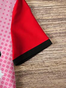 Miraculous Ladybug X SHEIN Young Girl Cartoon Figure Graphic Round Neck Dress - White - View 4