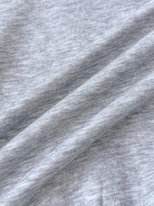 SHEIN Tween Girl Casual Comfortable Minimalist Gray Hooded Long Sleeve Knit Top, Suitable For Outings, School, Daily Gatherings, Autumn/Winter Fall - Grey - View 7