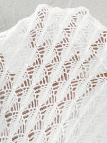 Calvaya Cárdigan de punto con cuello redondo, botones delanteros y diseño hueco para mujer