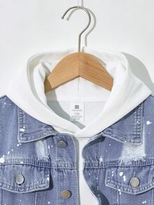 Bộ áo khoác denim và quần jeans cho bé trai TWEEN, Áo khoác denim giặt cũ phong cách đường phố kết hợp với quần jeans denim giặt cũ ống đứng, Trang phục denim thời trang cho bé trai, Hàng mới về - Rửa trung bình - Xem 5