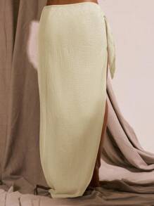 Musera Resort Cheesecloth Sarong Tie Side Maxi Skirt Co Ord Bottom Only Spring Summer Vacation Sexy Boho Ibiza Festival Beach Swim Cover Up Elegant Wedding Guest Fall Party