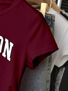 INAWLY 女士时尚百搭收腰侧褶修身T恤，波士顿风，适合夏季