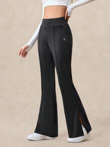 OutZeal Women Cool Touch Silky Soft UV Protection Slit Flared Pants Daily Casual Vacation - Black - View 7