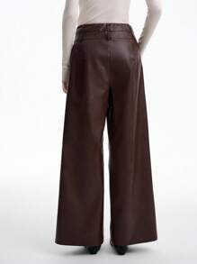 Aalyst Women's Casual Autumn Double-Layer Waistband Wide Leg Pants Fall Cloth For Women - Coffee Brown - View 2