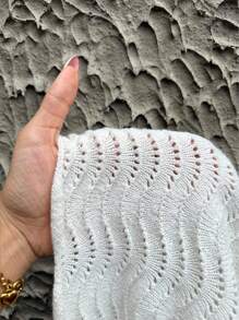 Sunnyshic Women's Casual Hollow Knit Cardigan And Sweater Pants 2 Pieces Set, Autumn/Winter - Beige - View 8