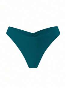 Swim Basics Của phụ nữ Màu thuần Ruffle Áo bơi Đáy Lễ hội hóa trang - Màu xanh lá cây đậm - Xem 2