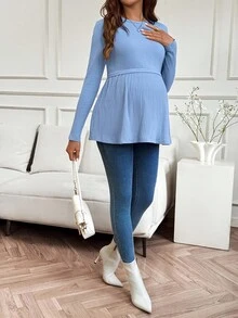 SHEIN Quần áo mùa thu, Quần áo mùa thu, Quần áo bà bầu Quần áo mùa thu Quần áo bà bầu Quần áo bà bầu màu trơn tối giản hàng ngày Áo thun cổ tròn tay dài Áo bà bầu màu xanh lam Áo bà bầu màu xanh lam nhạt Áo bà bầu tay dài màu xanh lam Áo bà bầu có gân Áo bà bầu có gân Quần áo bà bầu Áo bà bầu tay dài Váy bà bầu có gân Váy bà bầu tay dài Váy bà bầu màu xanh nhạt - Màu xanh lam - Xem 4