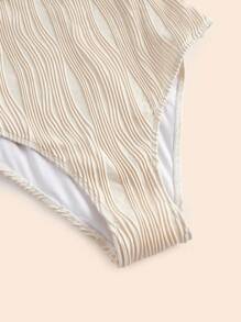 Elaquor 加大码纯色纹理面料扭纹交叉肩带连体泳衣