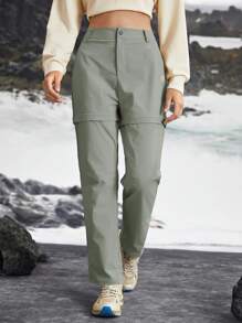 In My Nature 女士可拆卸两部分户外徒步裤，适合露营、徒步旅行、通勤 - 灰卡其色 - 查看 5