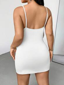 SHEIN Essnce 大码女装春夏时尚休闲舒适高弹力基础款日常百搭多色长款吊带背心3件装，外出上衣，夏季，度假，外出上衣，简约风格 - 彩色 - 查看 3