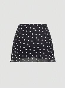 Chiquease Minimalist Commuter Women's Polka Dot Print Short Skirt