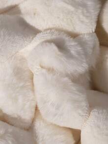 SHEIN 1pc Girls Soft Faux Fur Jacket, Elegant Long Sleeve Short Fitted Hooded Coat, Suitable For Autumn/Winter - Beige - View 7