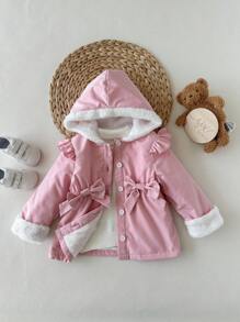 SHEIN 女婴可爱保暖连帽外套，秋冬季 - 粉色 - 查看 7