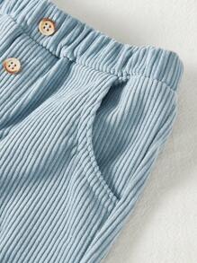 Cozy Pixies Baby Boy Elastic Waist Casual Pants With Decorative Buttons - Blue - View 6