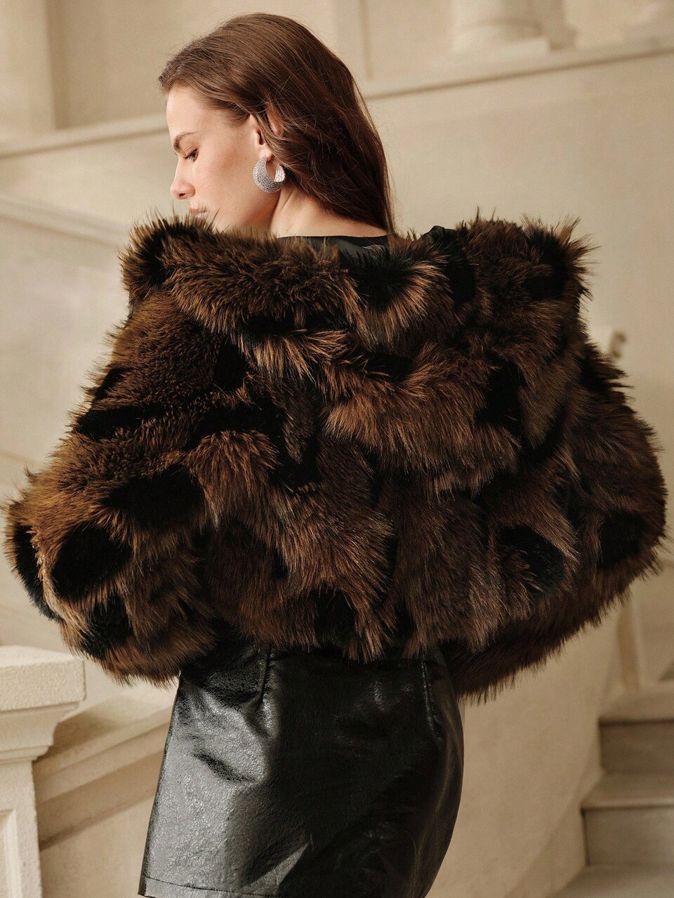 Anewsta Savoree Women's Fashionable & Elegant Faux Fur Short Hooded Jacket