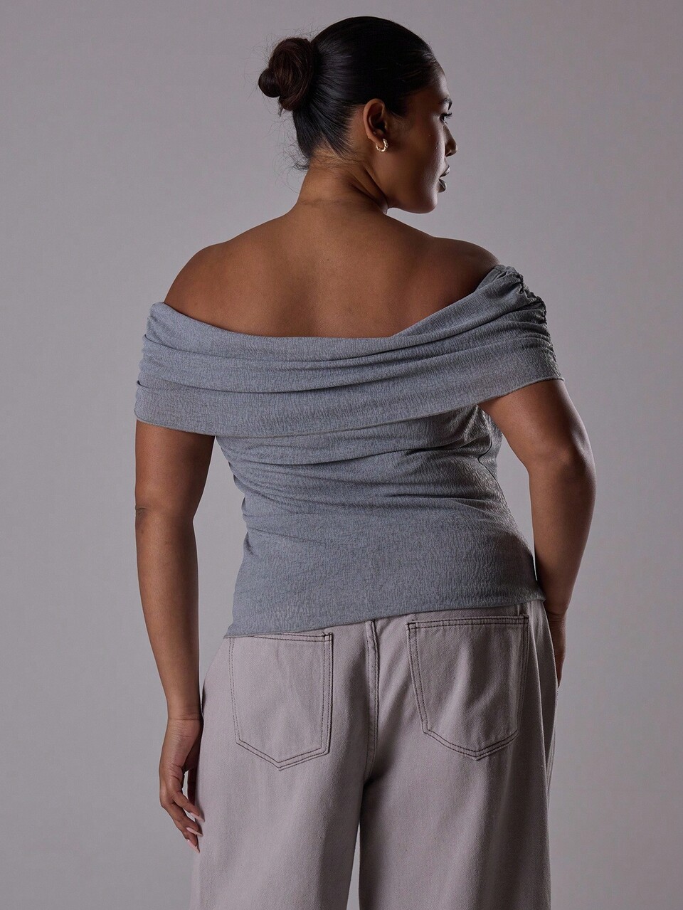 Curve Off The Shoulder Fold Over Fitted Top Cute Holiday Elegant Classy Holiday Coolgirl Casual Dawn Festive, Holidays, Party, Spring Summer