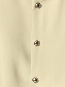 Franclia 时尚高端女士圆领短袖纽扣衬衫 - 杏色 - 查看 6