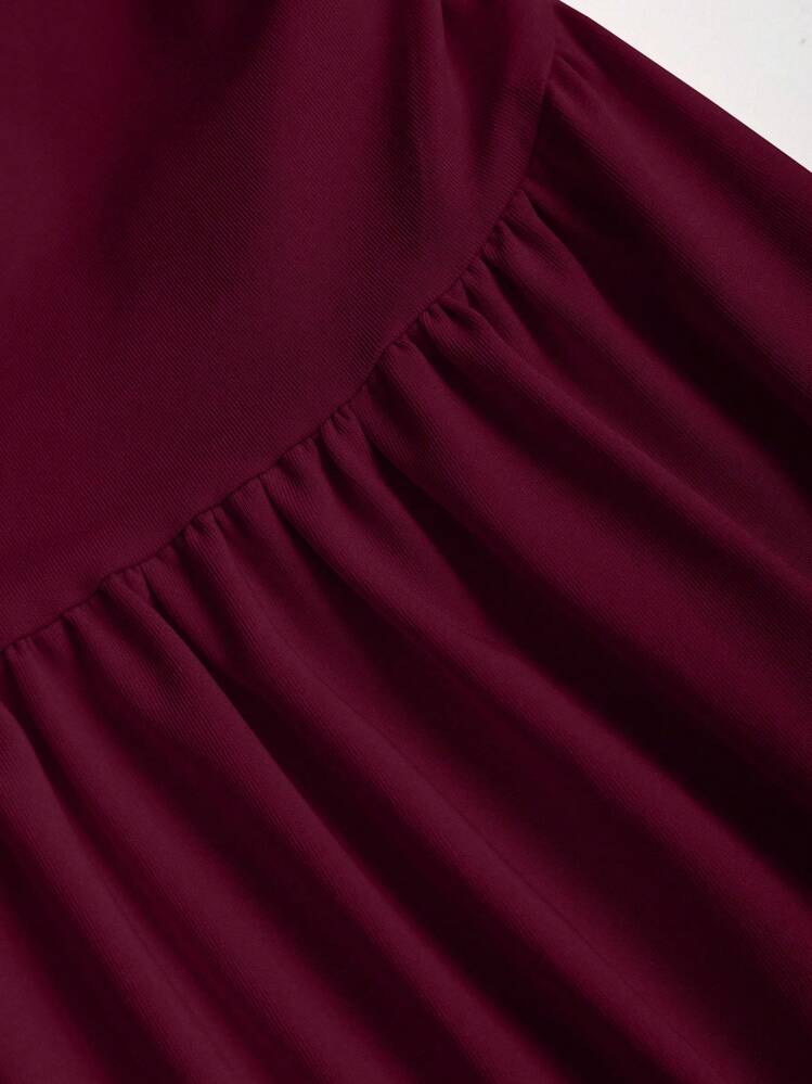 Sweetra Women's Summer European And American Fashion Fitted Pleated Low Neck Metal Decor Halter Tie Maxi Swing Dress, Casual Vacation - Burgundy - View 5