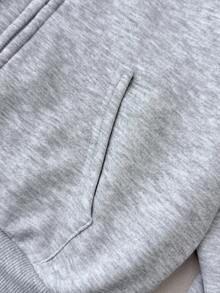 SHEIN Tween Girl Casual Comfortable Minimalist Gray Hooded Long Sleeve Knit Top, Suitable For Outings, School, Daily Gatherings, Autumn/Winter Fall - Grey - View 6