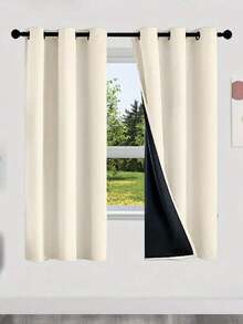 SHEIN 1 chiếc rèm cách nhiệt BGment cản sáng 100% cho phòng ngủ, có lớp lót màu đen, rèm hai lớp giảm tiếng ồn và cản sáng hoàn toàn. - Màu be - Xem 5