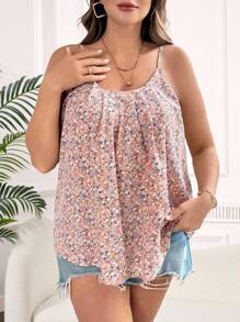 SHEIN Clasi 大码女式红色碎花吊带背心，夏季 - 彩色 - 查看 5