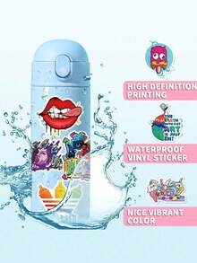 SHEIN 1 bộ/50 miếng dán graffiti đường phố, chống thấm nước, dùng cho laptop, bình nước, xe đạp, ván trượt, hành lý, ô tô. - Nhiều màu - Xem 5