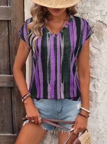 EMERY ROSE Áo thun nữ tay ngắn thời trang in họa tiết sọc nhiều màu sắc - Nhiều màu - Xem 4