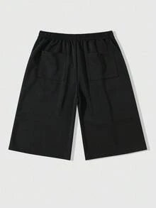 ROMWE MEN Street Life Quần short trơn màu thường ngày cho nam, đa năng cho mùa hè - màu đen - Xem 2