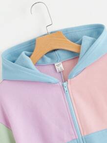 SHEIN 青少年女孩撞色袋鼠口袋保暖衛衣 - 彩色 - 查看 5