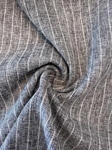 Franclia 女士亚麻质感条纹装饰腰部阔腿裤，休闲假日风格，春夏 - 深灰色 - 查看 4