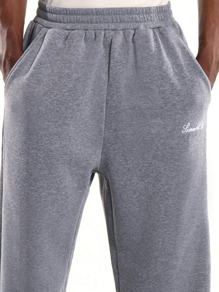 Heather Grey Jogger Sweatpants With Side Pockets