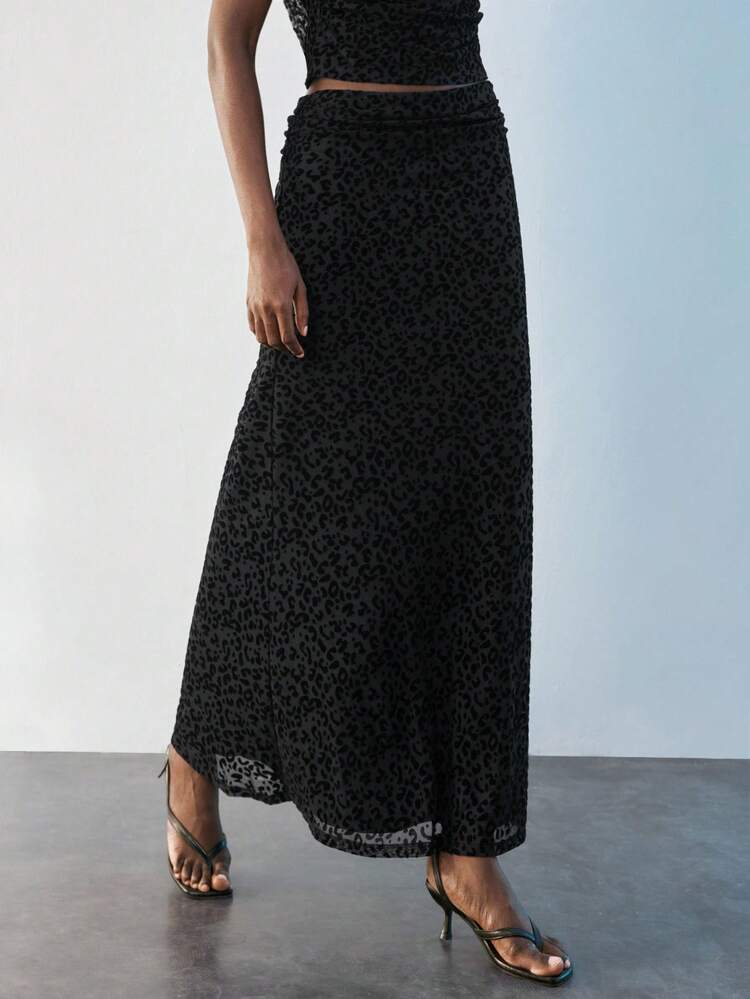 SHEIN Maija Women's Leopard Print Casual Skirt Animal Print Maxi Skirt Long Skirt Leopard Print Maxi Skirt Cheetah Print Maxi Skirt