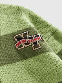 ROMWE MEN Prep Men's Contrast Color Pattern Long Sleeve Knit Cardigan - Green - View 4