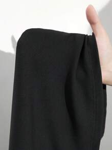 Maija Women's Spring Black Solid V-Neck Ruched Design Sleeveless Long Blouse, Resort Wear,Festival - Black - View 7