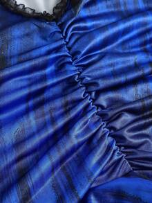 Y2Kool ORANGE STUDIO Váy ngắn ren nhuộm xanh gợi cảm chắp vá dành cho nữ, thích hợp cho mùa hè, mùa thu, kỳ nghỉ, tiệc tùng, mặc hàng ngày Váy cocktail xanh Váy dự tiệc xanh Váy câu lạc bộ đêm Váy ngắn xanh thường ngày - Xanh đậm - Xem 4