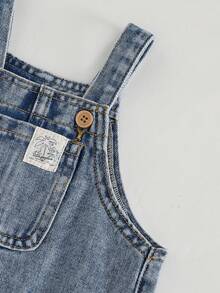 Cozy Pixies 女婴牛仔背带连体衣，舒适百搭 - 藍色 - 查看 6