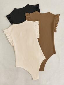 Chiquease Bộ đồ liền thân có gân cổ tròn mùa hè màu trơn - Nhiều màu - Xem 2