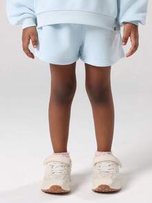 Bộ đồ phối màu hồng pastel cho bé gái Newport Beach California Áo nỉ Varsity kèm quần short phù hợp Trang phục thường ngày Bộ sưu tập Thu Đông - Màu xanh nhạt - Xem 4